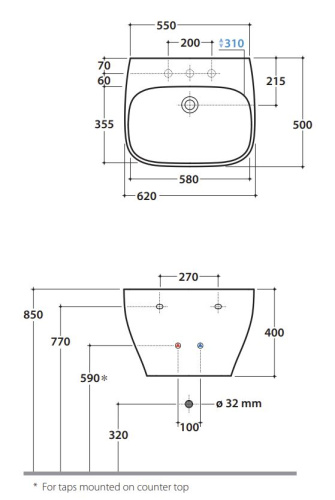 Умывальник Globo GENESIS GE061BI
