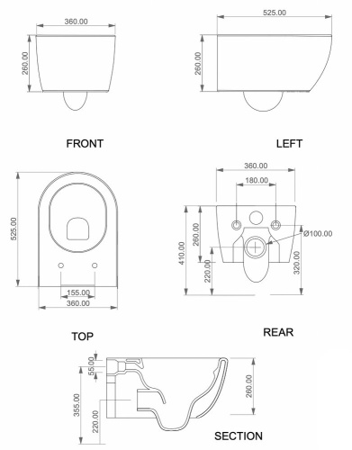 Подвесной унитаз GSG Ceramic Design Like LKWCSO000+LKCOPRSLTICR000+ACS40 