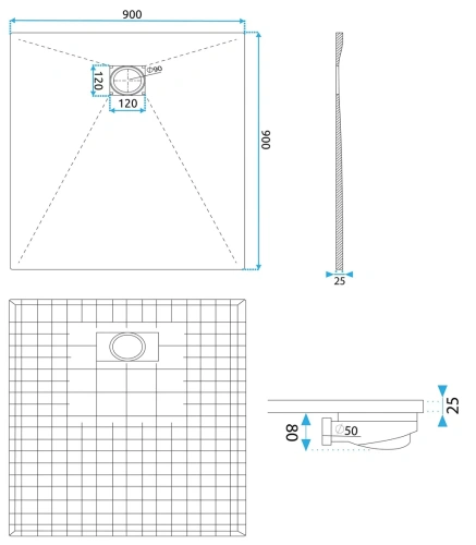 Душевой поддон Rea Magnum Carrara White 90x90 K7005
