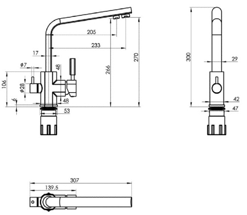 Смеситель для мойки Vivi Felice 1516-1 Bronzo