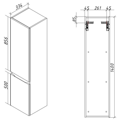 Пенал подвесной Caprigo Forte 35 36150R-SF023