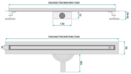 Душевой трап Rea Neox Slim pro 900 gold G5805