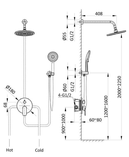 Душевая система Vincea Desire VSFW-1D1BN