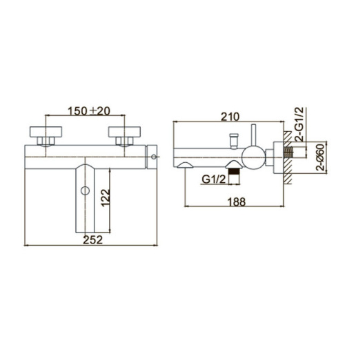 Смеситель для ванны Caprigo Don 53-011-BRG