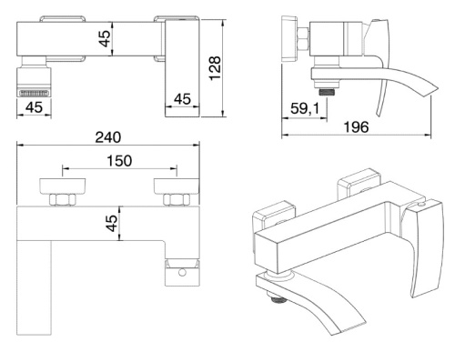 Смеситель для ванны Vivi Felice 2040