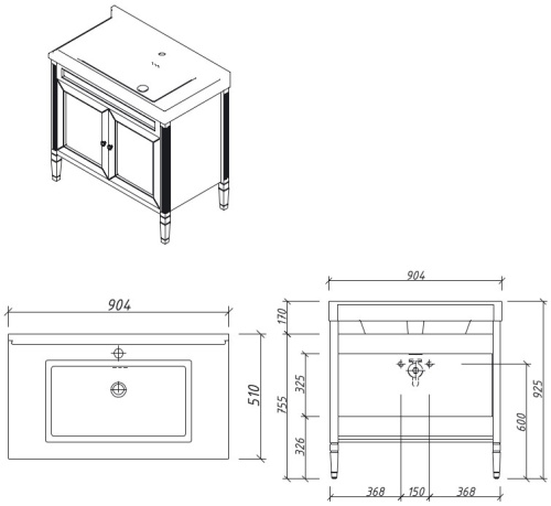 Тумба напольная Caprigo Albion Promo 90 33319-B077