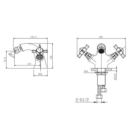 Смеситель для биде Caprigo Bristol 21-530-VOT