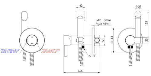 Гигиенический душ Remer Metrica MC65WNO, черный матовый