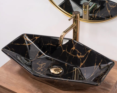 Умывальник Rea Vegas Black Marble Shiny U5603