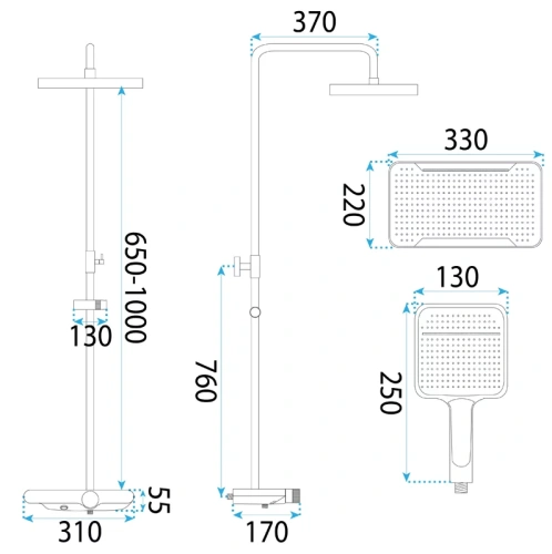 Душевая система Rea Bari tytan P0890