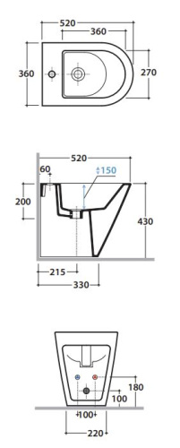 Биде напольное Globo Forty3 FO010BI