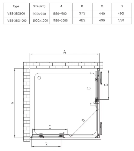 Душевой уголок Vincea Soft VSS-3SO100CLGM