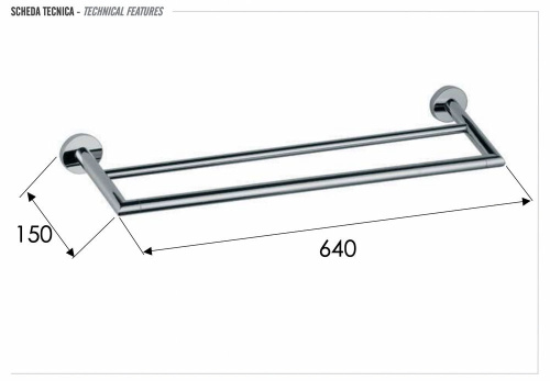 Полотенцедержатель двойной 60 см Remer Guest GS33DO, золото глянцевое