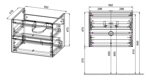 Тумба подвесная Vincea Luka 600 T.Oak VMC-2L600TO