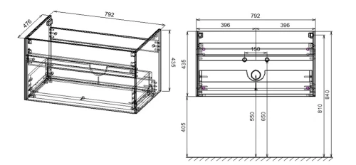Тумба подвесная Vincea Chiara 800 G.Stone VMC-2C800GS