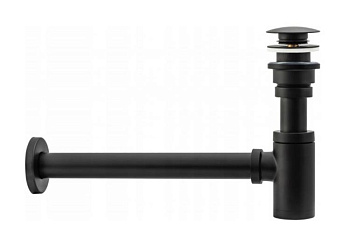 Сифон с донным клапаном универсальным Rea Black A5215