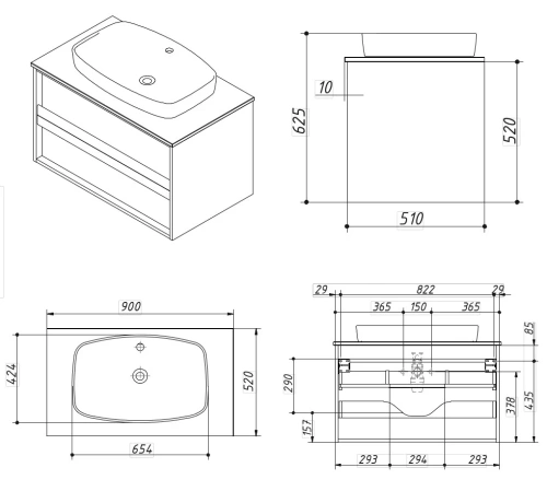Тумба подвесная Caprigo Baltic 90 BAL90-1007
