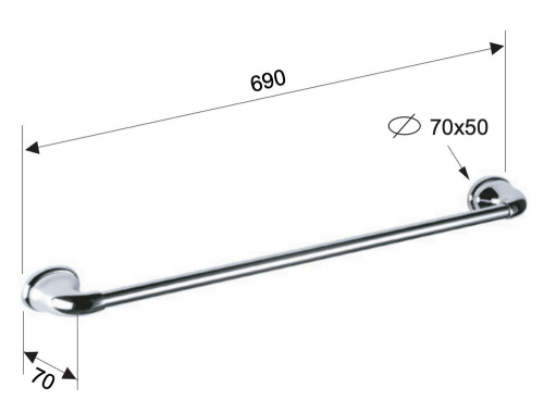 Полотенцедержатель 69 см Remer 900 NV30CR