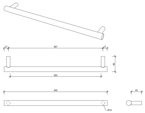 Полотенцедержатель 40 см Decor Walther Bar HTE40 0856220