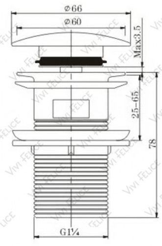 Донный клапан для раковины Vivi Felice V-4 Oro с переливом