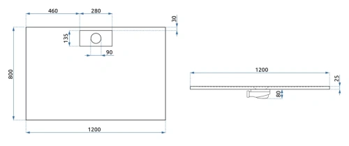 Душевой поддон Rea Bazalt Long black 80*120 K3324