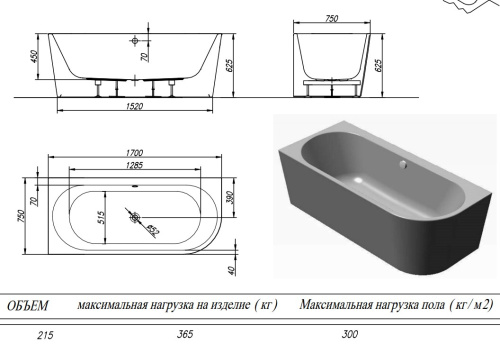 Ванна акриловая Kolpa-San Dream SP 170x75 D
