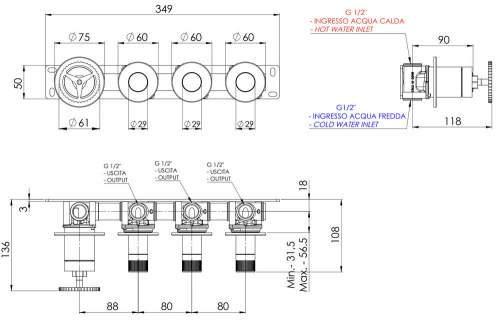 Смеситель для душа Remer Chrono CH98D3PXV, сталь