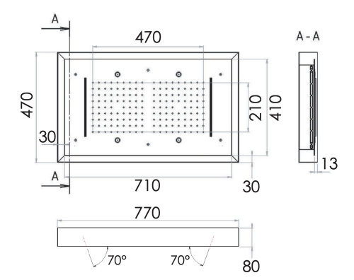 Верхний душ потолочный с подсветкой Remer 357LR7747N2C