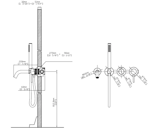 Смеситель для ванны Vincea Groove VBTW-4G1BN