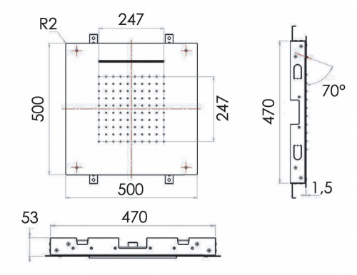 Верхний душ потолочный 50 см Remer 357SFS50C