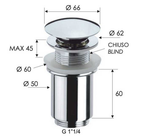 Донный клапан без перелива 1”1/4 Remer 904CC114