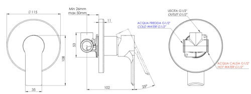 Смеситель для душа Mariani Kali B37179KL