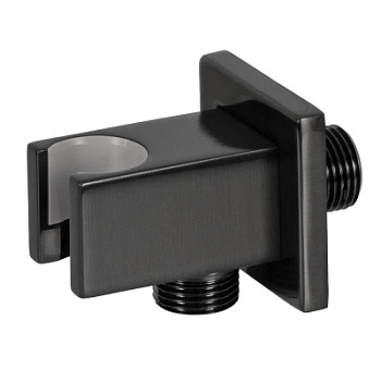 Держатель ручного душа с подключением Remer 337QCFP, черный брашированный хром