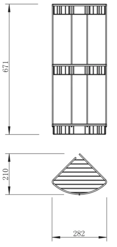 Полка тройная угловая решетка Vivi Felice F03 NERO OPACO