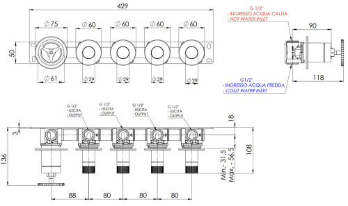 Смеситель для душа Remer Chrono CH98D4PXV, сталь