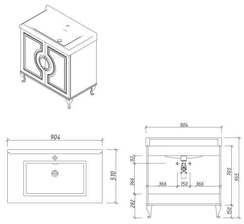 Тумба напольная Caprigo Valletta 90 35313-SF027