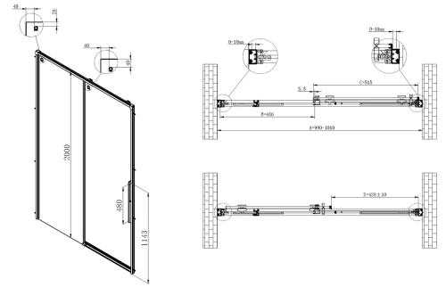 Душевая дверь Vincea Ultima VDS-7UL100CLGM