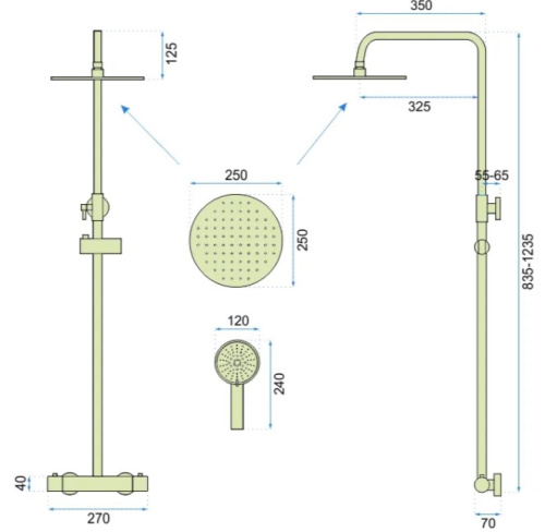 Душевая система Rea Vincent Gold P8005