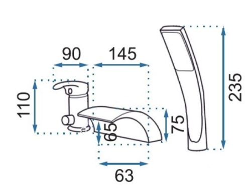 Смеситель для ванны Rea Riven Gold B0497