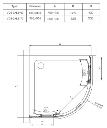 Душевой уголок Vincea Alpha VSQ-3AL900CLB