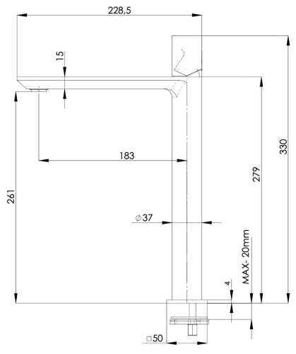 Смеситель для раковины Remer Edge EG512LXLNP, никель брашированный