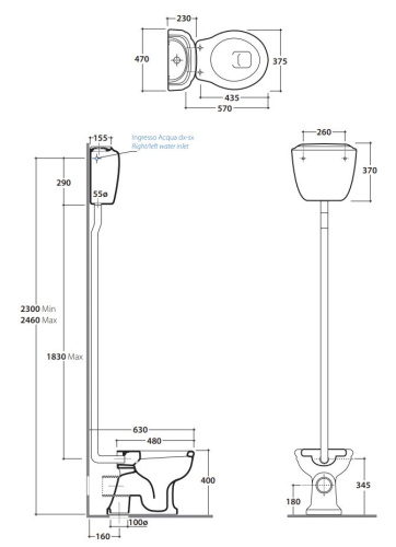Высокий бачок Globo Paestum PA010BI