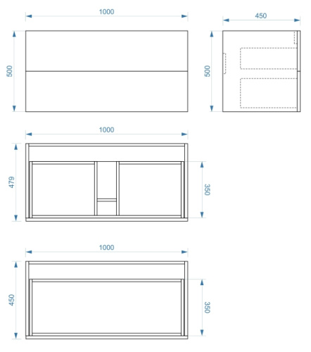 Тумба подвесная Vela Бланка 100П черный матовый (открывание нажатием) TU270743