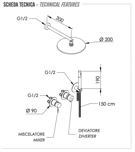 Душевая система Remer X Style X96S02OBO, белый матовый
