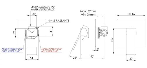 Смеситель для душа Mariani Rebel B37179RE