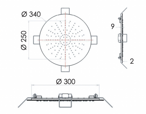 Верхний душ потолочный 34 см Remer 357EFM34