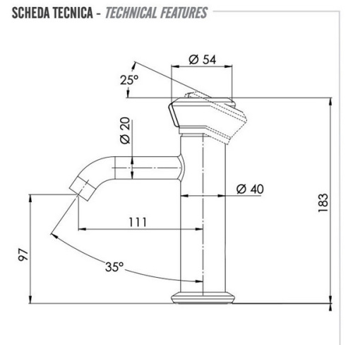 Смеситель для раковины Remer Element ET12RP, медь брашированная