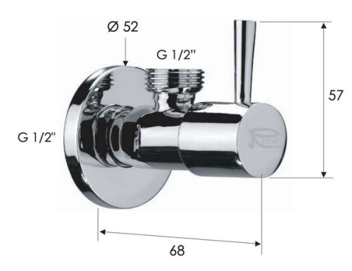Запорный вентиль 1/2*1/2 Remer 128L1212NO, черный матовый