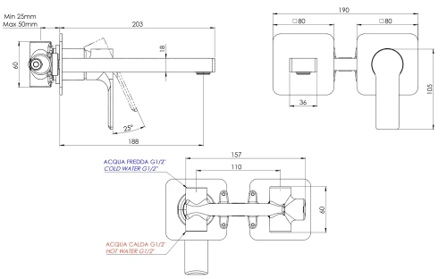 Смеситель для раковины Mariani Kali B16565KLP