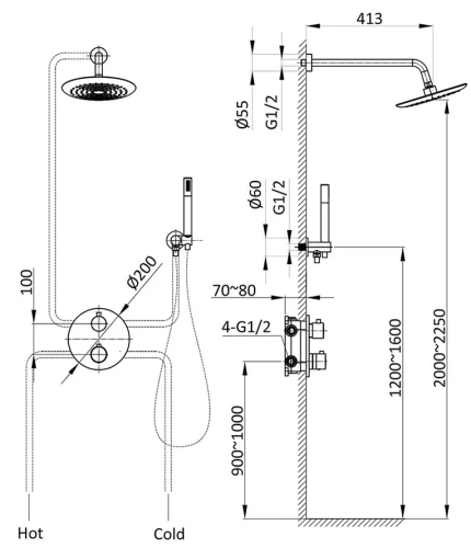 Душевая система Vincea VSFW-101TCH